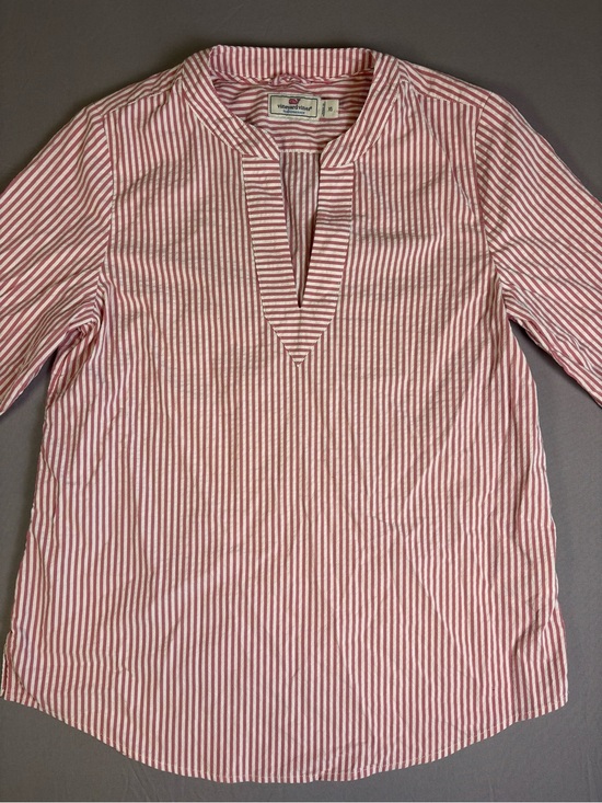 Vineyard Vines Tops - Stunning Vineyard Vines Pink and White Striped Top Pink Savannah Popover Size XS